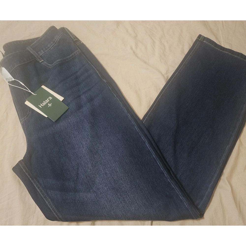 Halara Flex Denim Jeans Womens L Blue Straight Leg Stretch Soft Lightweight